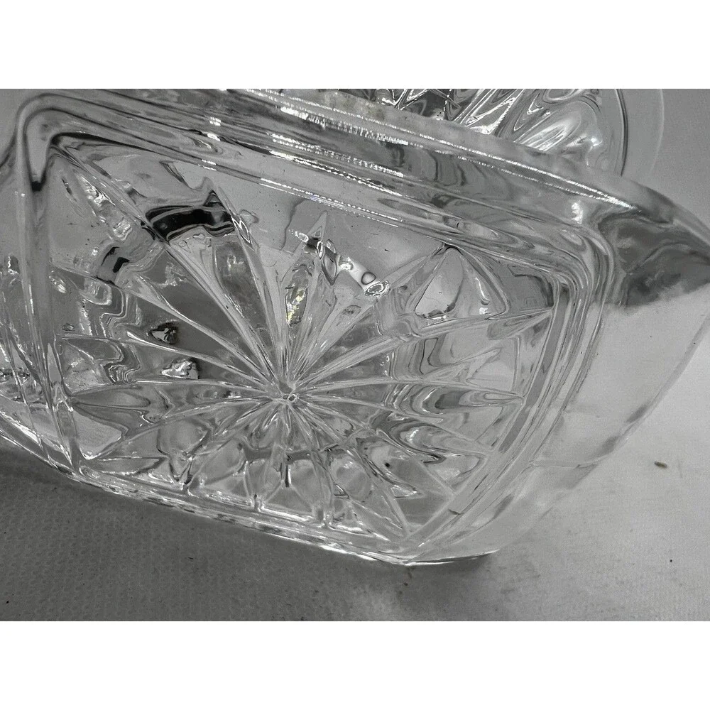 Vintage Lead Crystal Clear Glass Sleigh CandleHolder Candy Dish christmas 3x5